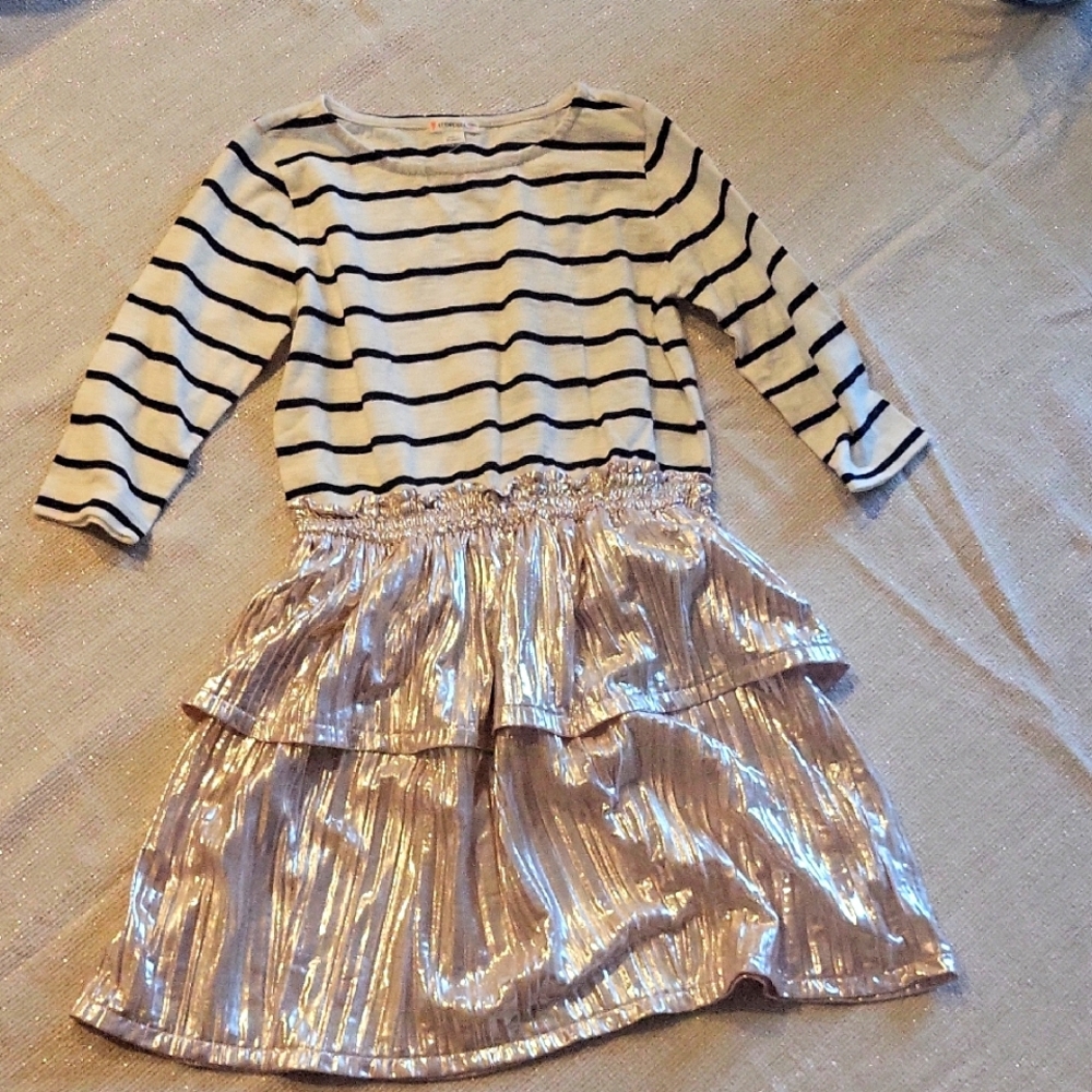 Crewcuts J Crew Mixy Dress knit top pleated pink satin skirt Dress